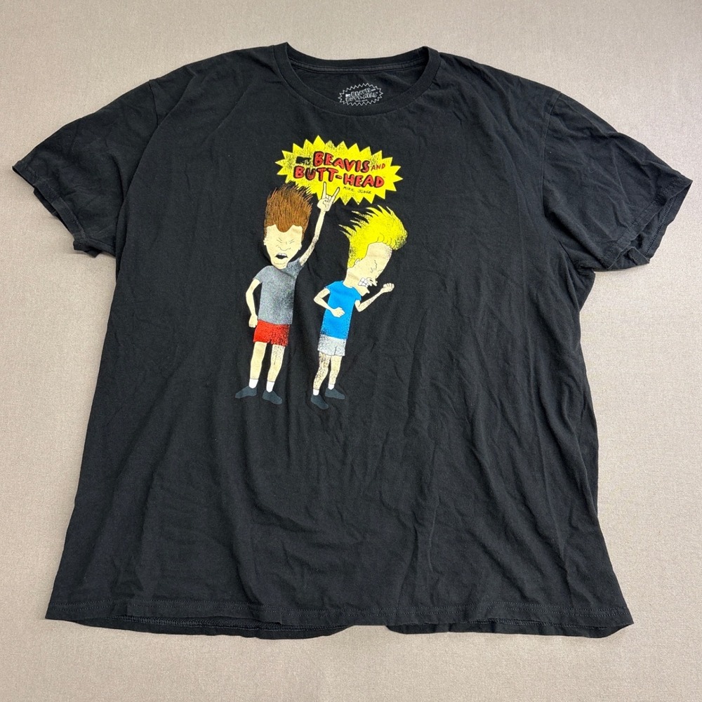 MTV Beavis and Butt-Head Graphic T-Shirt Mens XL Black Short Sleeve Mike Judge